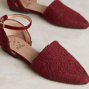 Anthropologie KMB Meadow Flat in Burgundy